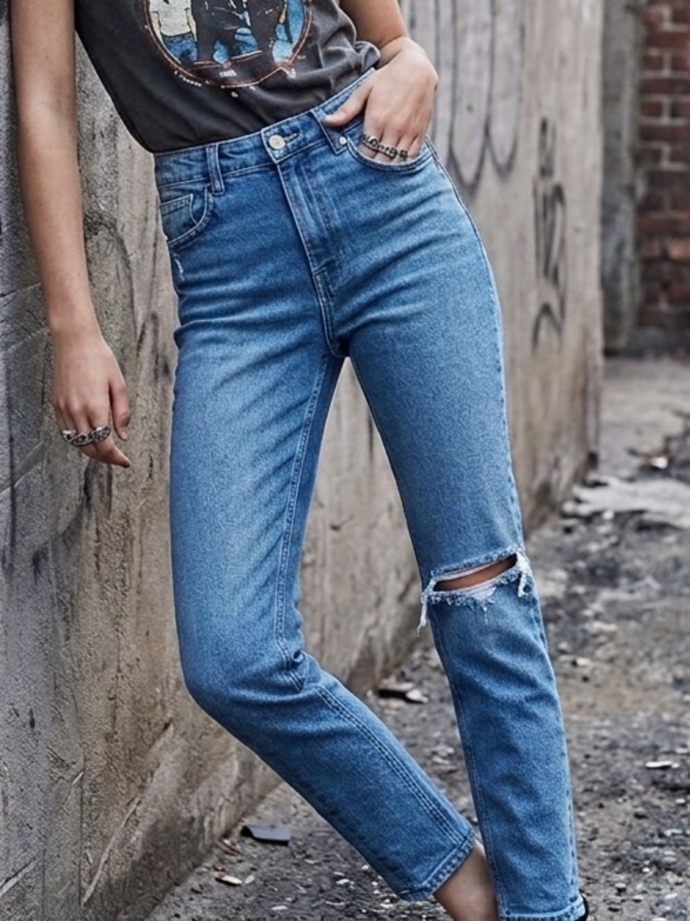 Zara High-waist Light Wash Ripped Knee Skinny Jean Size: 4